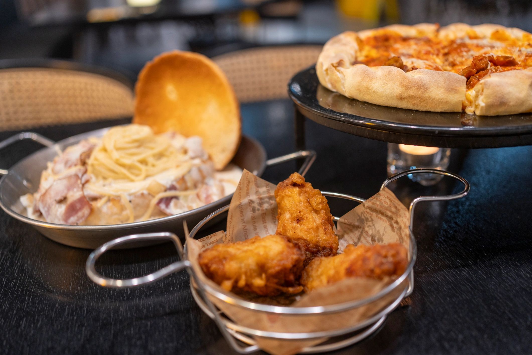 Bar food and drinks ready to serve