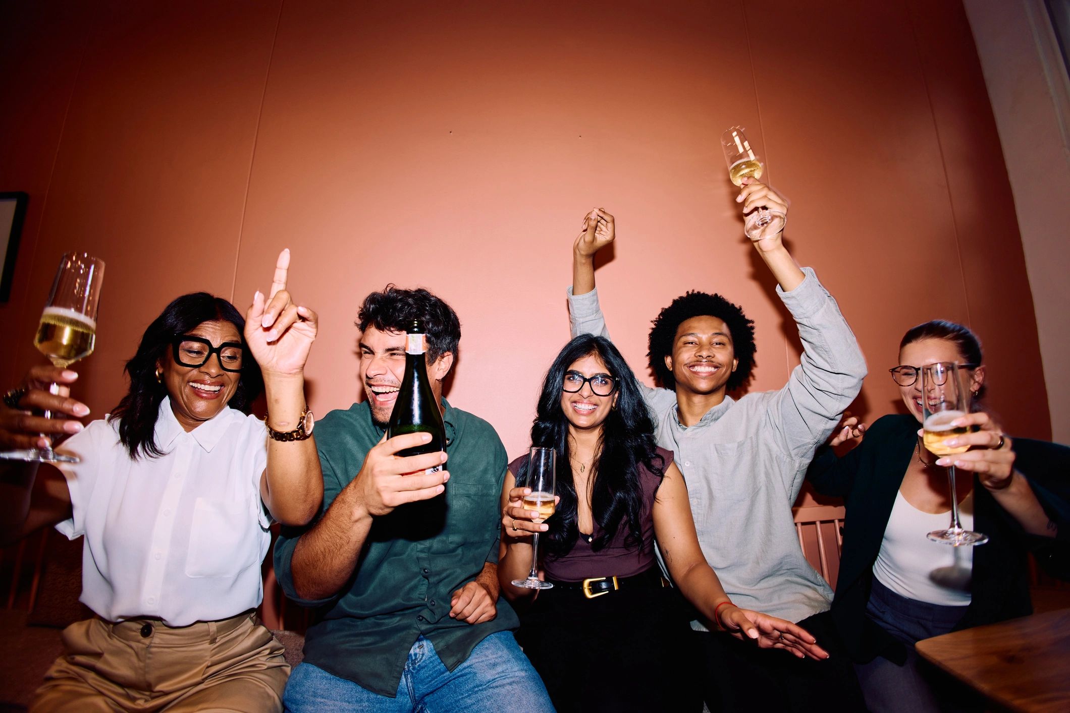 Guests toasting drinks during a celebration